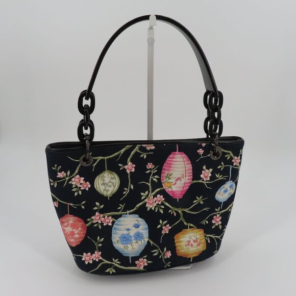 Talbots Paper Lanterns Cherry Blossom Flowers Embroidered Beaded Handbag Purse - Picture 8 of 11